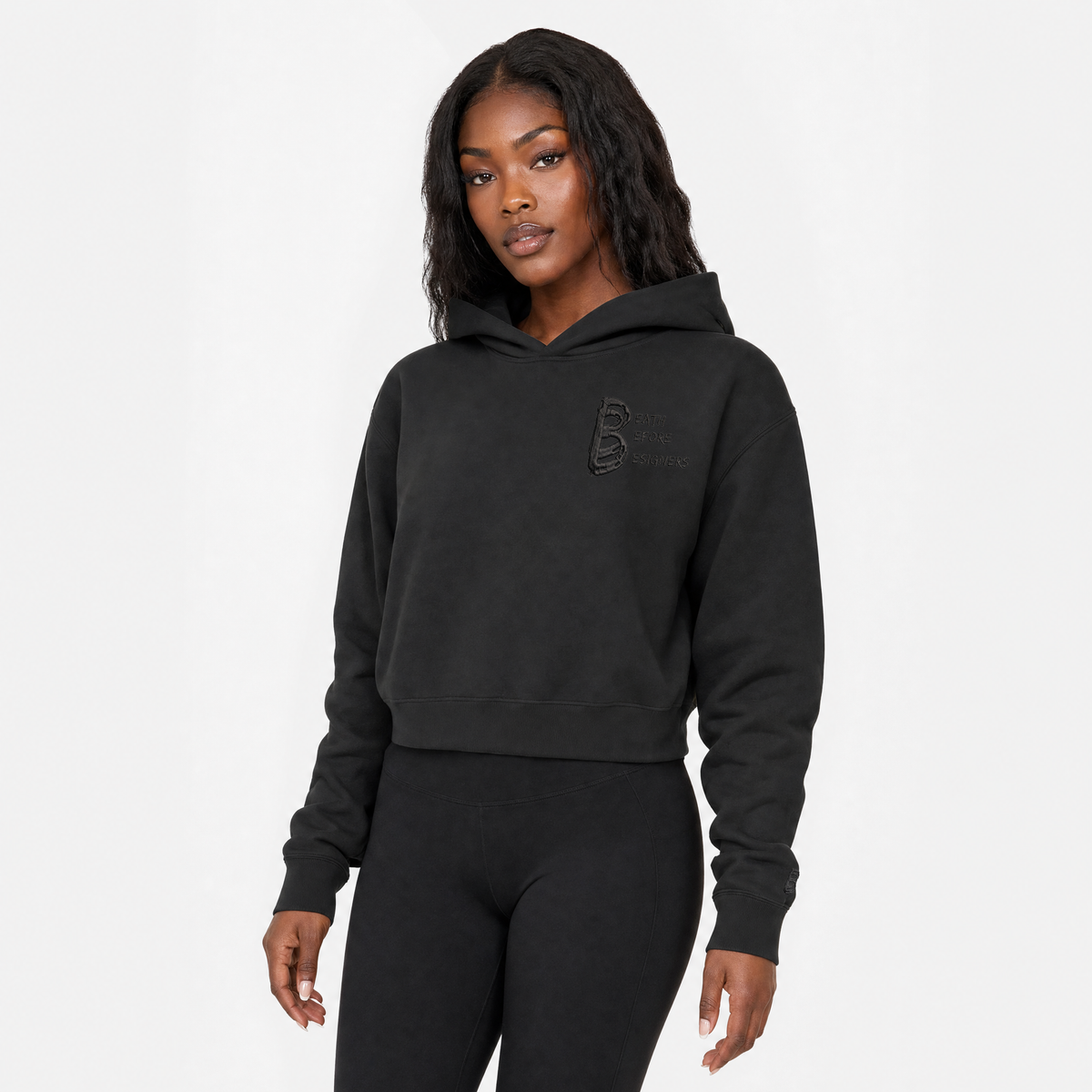 Black DBD Logo Women's Crop Premium Hoody