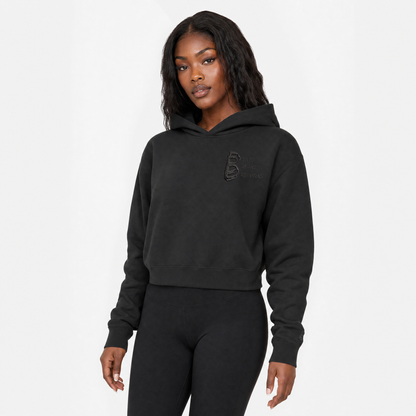 Black DBD Logo Women's Crop Premium Hoody
