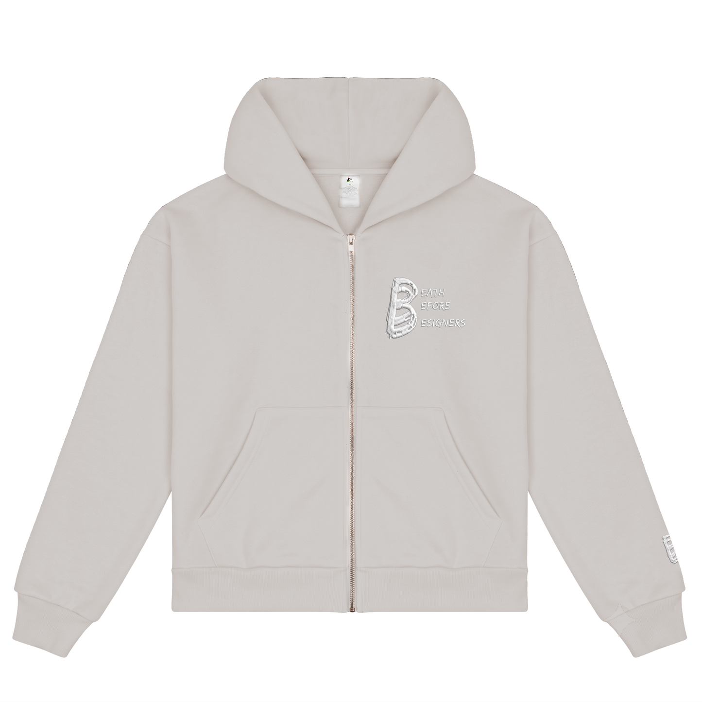 All White DBD Logo Zippered Hoody